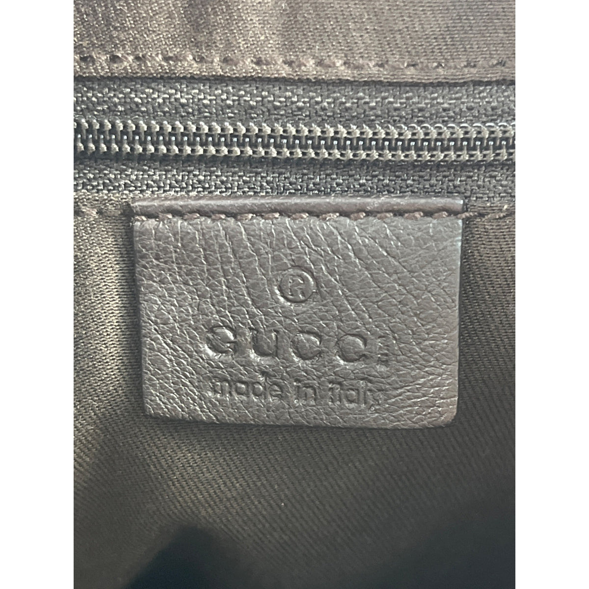 Gucci Beige & Brown Monogram Canvas Leather Handbag With Gold Accents & Top Handle