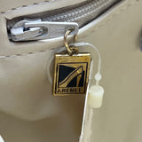 Vintage 80s J. Renee Beige Snake-Embossed Gold Accent Crossbody Clutch Bag Sz M