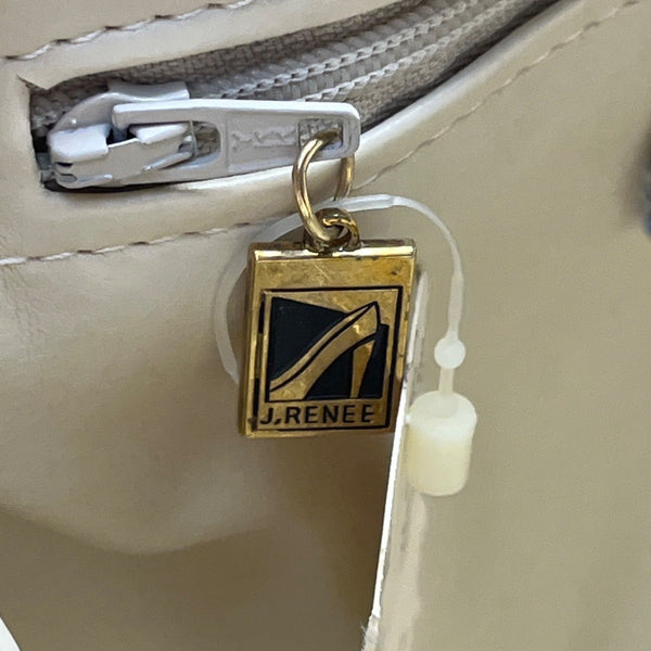 Vintage 80s J. Renee Beige Snake-Embossed Gold Accent Crossbody Clutch Bag Sz M