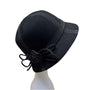 Nordstrom Womens Black Wool Felt Bucket Hat With White Stitch Detailing & Side Bow Accent