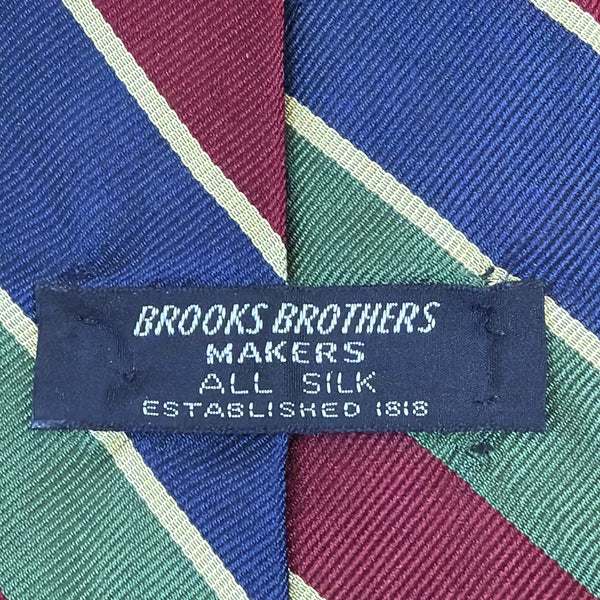 Vintage Brooks Brothers Mens Red Green Blue Striped Silk Necktie Classic