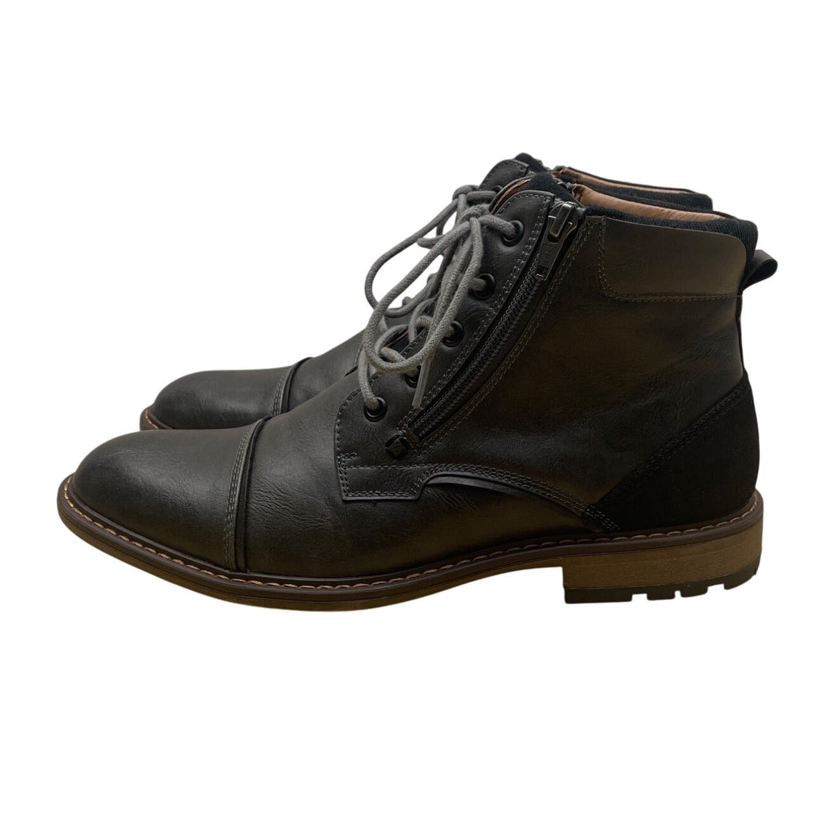 G.H. Bass & Co. Mens Grey Double Zipper Closure Lace-Up Ryan Boots 8.5M - New