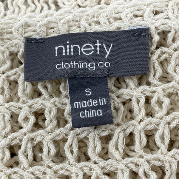 Ninety Clothing Co Knit Button-Front Short-Sleeve Cardigan Top Beige Size S