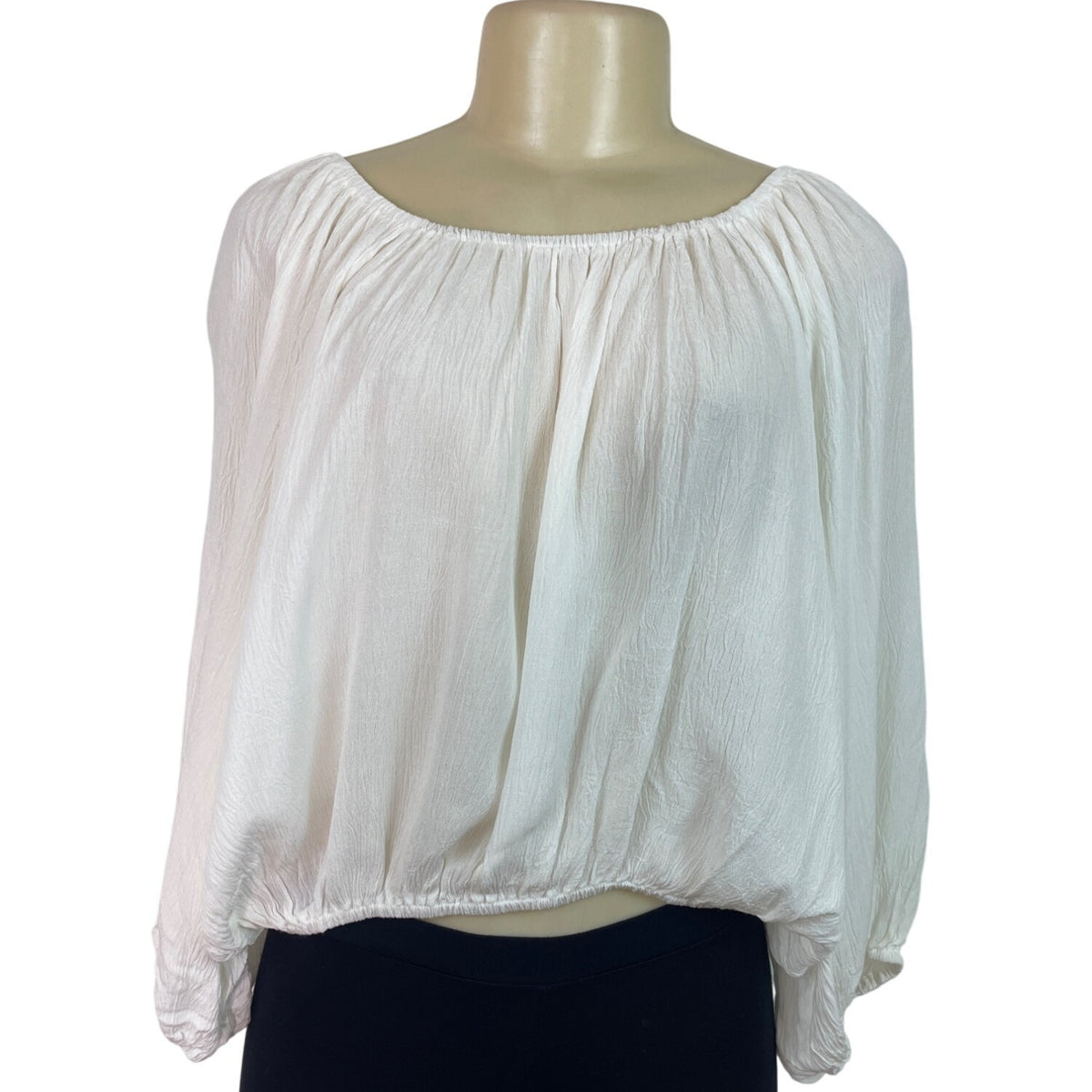 La Miel Off-Shoulder White Blouse Women’s Flowy Elastic Hem Size S - New