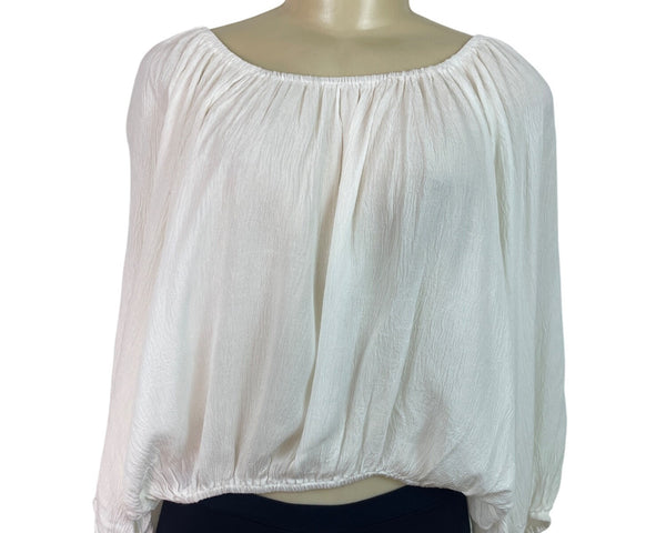 La Miel Off-Shoulder White Blouse Women’s Flowy Elastic Hem Size S - New