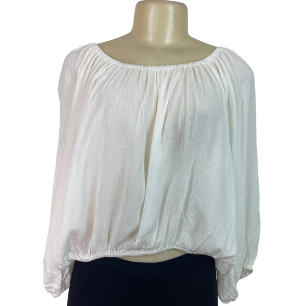 La Miel Off-Shoulder White Blouse Women’s Flowy Elastic Hem Size S - New