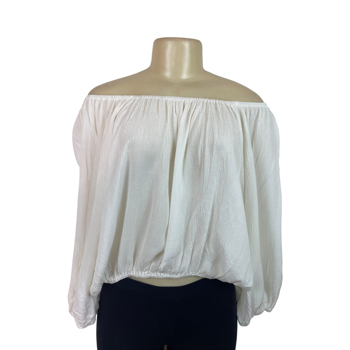 La Miel Off-Shoulder White Blouse Women’s Flowy Elastic Hem Size S - New