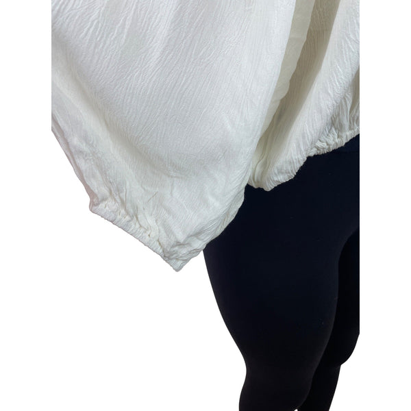 La Miel Off-Shoulder White Blouse Women’s Flowy Elastic Hem Size S - New