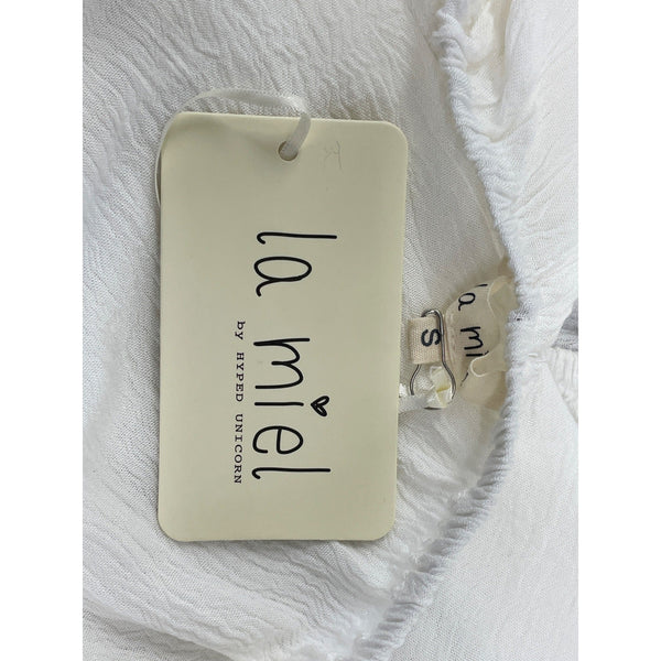 La Miel Off-Shoulder White Blouse Women’s Flowy Elastic Hem Size S - New