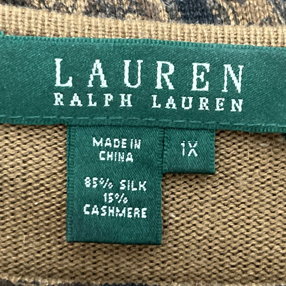 Ralph Lauren Women’s Paisley Knit Sweater Brown/Black Long Sleeve Size 1x