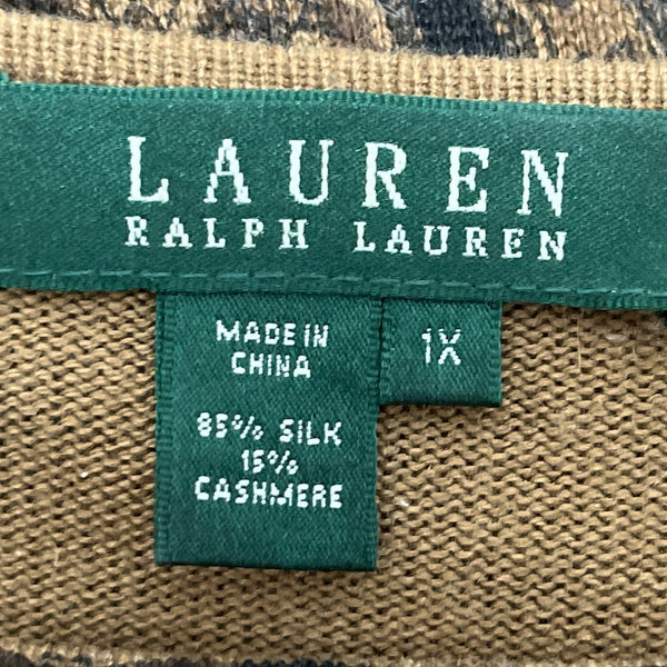 Ralph Lauren Women’s Paisley Knit Sweater Brown/Black Long Sleeve Size 1x