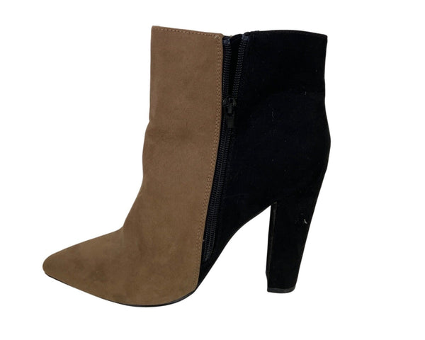 Remi Womens Black/Brown Suede Zipper Ankle Boots Size 8.5 Stylish