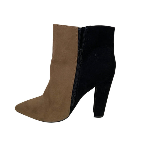 Remi Womens Black/Brown Suede Zipper Ankle Boots Size 8.5 Stylish