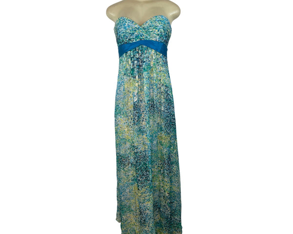 BCBG Maxazria Women's Green and Blue Empire Dress Sz 6 (EUR 36)