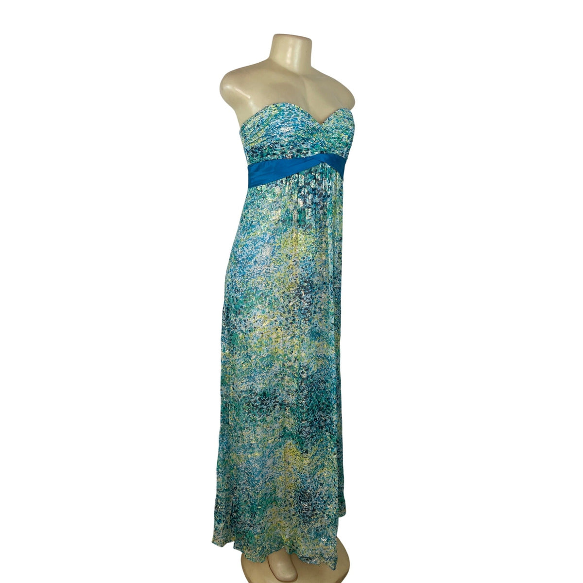 BCBG Maxazria Women's Green and Blue Empire Dress Sz 6 (EUR 36)