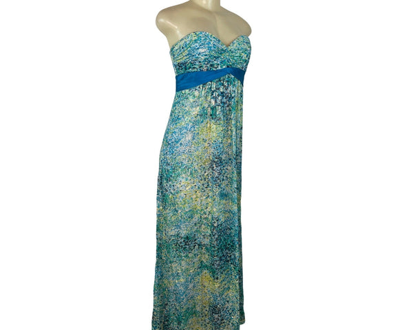 BCBG Maxazria Women's Green and Blue Empire Dress Sz 6 (EUR 36)