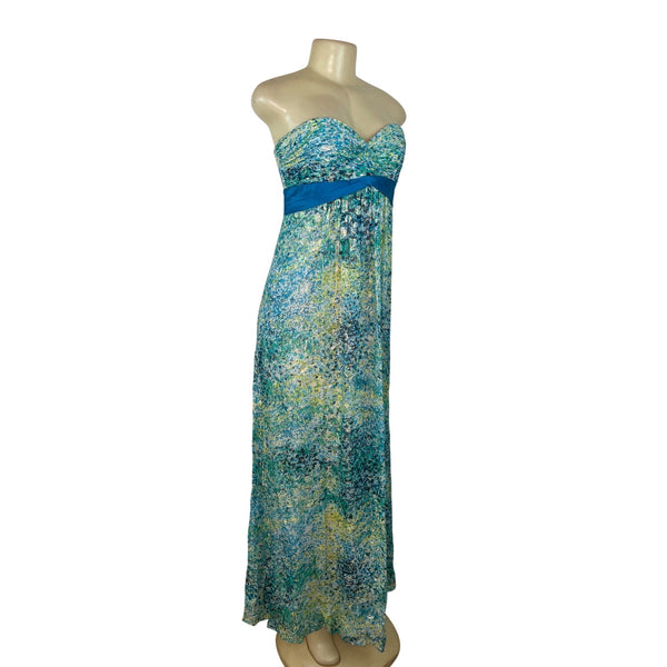 BCBG Maxazria Women's Green and Blue Empire Dress Sz 6 (EUR 36)