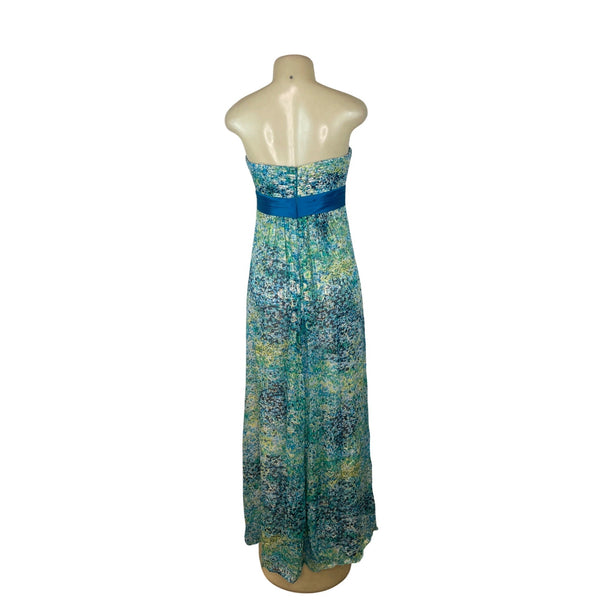 BCBG Maxazria Women's Green and Blue Empire Dress Sz 6 (EUR 36)