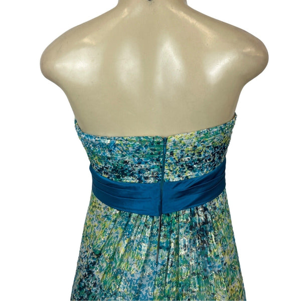 BCBG Maxazria Women's Green and Blue Empire Dress Sz 6 (EUR 36)