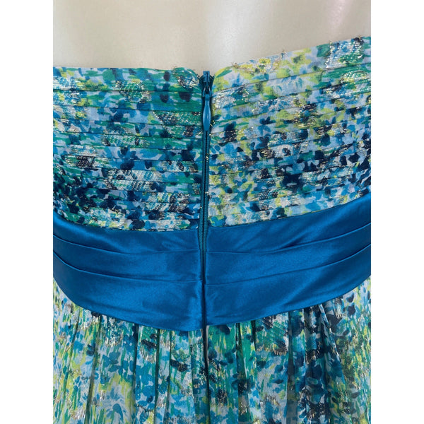 BCBG Maxazria Women's Green and Blue Empire Dress Sz 6 (EUR 36)
