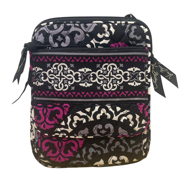 Vera Bradley Women’s Black & Pink Quilted Floral Patterned Crossbody Bag Size S