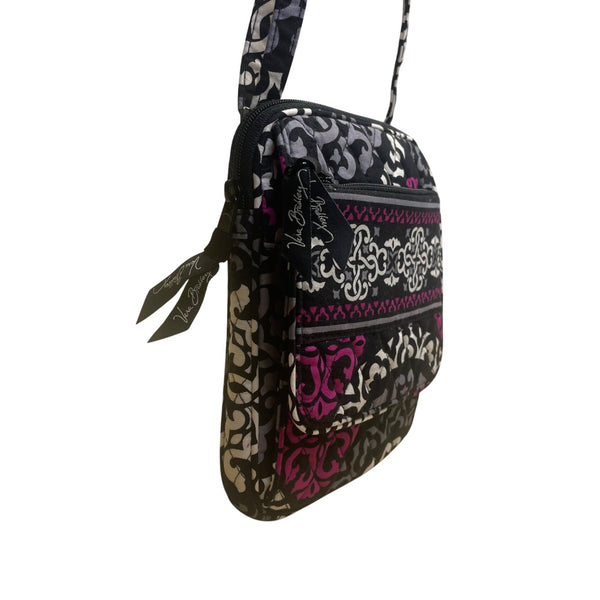 Vera Bradley Women’s Black & Pink Quilted Floral Patterned Crossbody Bag Size S