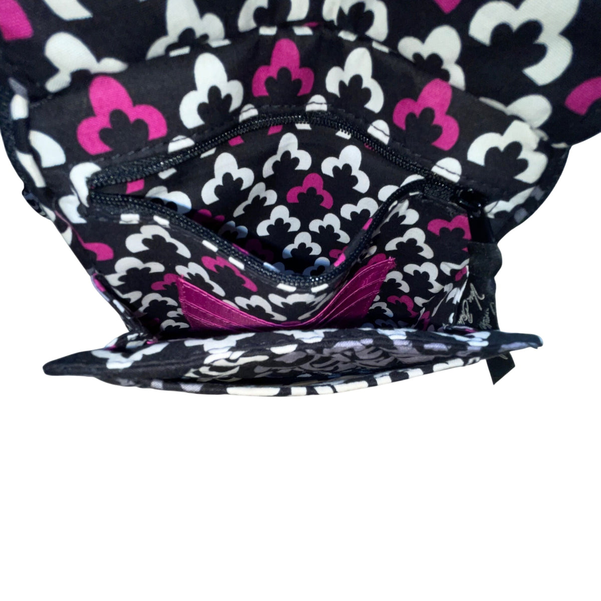 Vera Bradley Women’s Black & Pink Quilted Floral Patterned Crossbody Bag Size S