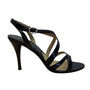 Michael Kors Studio Criss Cross Black Leather Stiletto Heeled Sandals Sz 9M