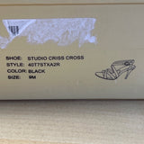 Michael Kors Studio Criss Cross Black Leather Stiletto Heeled Sandals Sz 9M