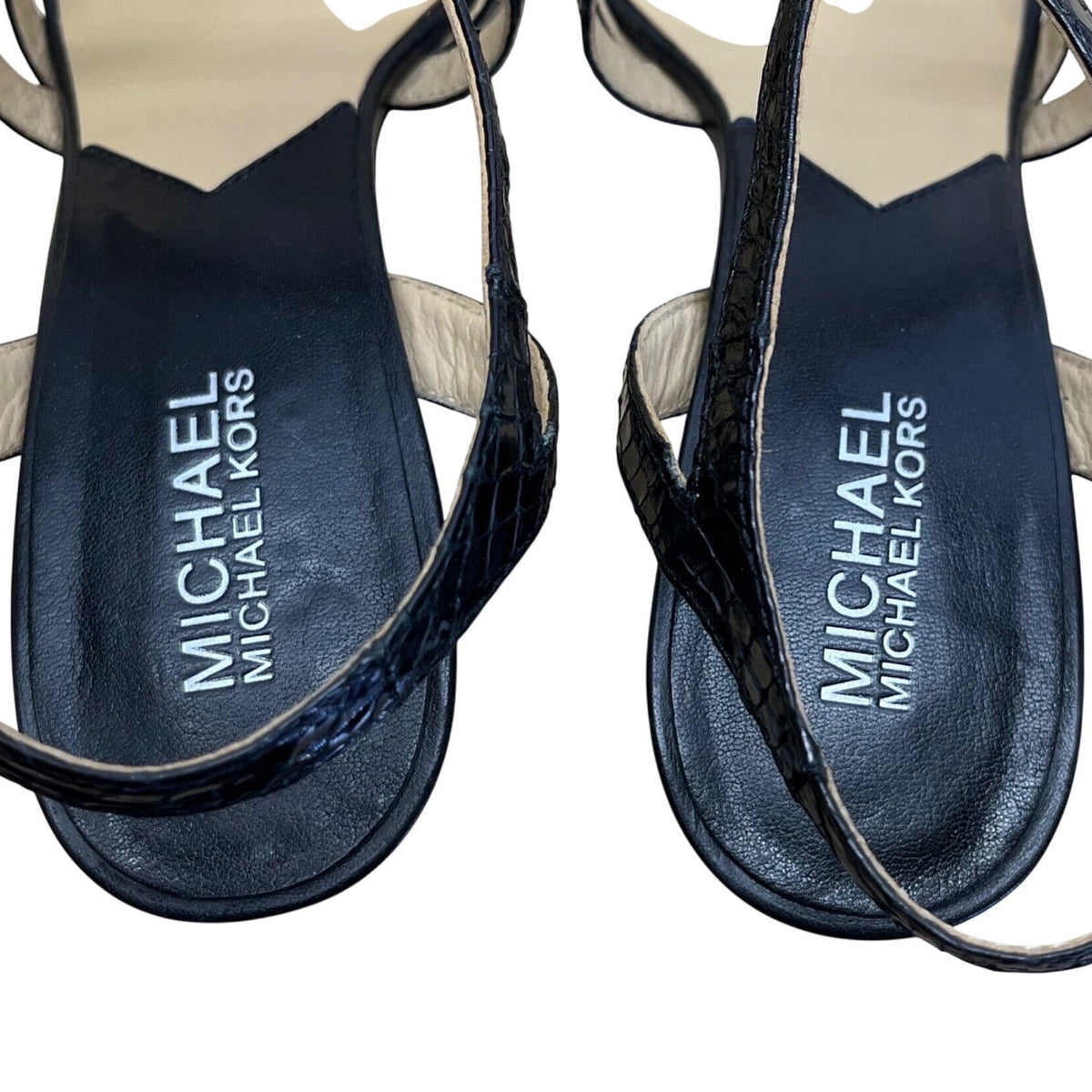 Michael Kors Studio Criss Cross Black Leather Stiletto Heeled Sandals Sz 9M