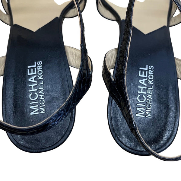 Michael Kors Studio Criss Cross Black Leather Stiletto Heeled Sandals Sz 9M