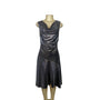 Tracy Reese Metallic Silver Midi Dress Sleeveless Cowl Neck A-Line Womens Size M
