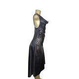 Tracy Reese Metallic Silver Midi Dress Sleeveless Cowl Neck A-Line Womens Size M