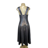 Tracy Reese Metallic Silver Midi Dress Sleeveless Cowl Neck A-Line Womens Size M