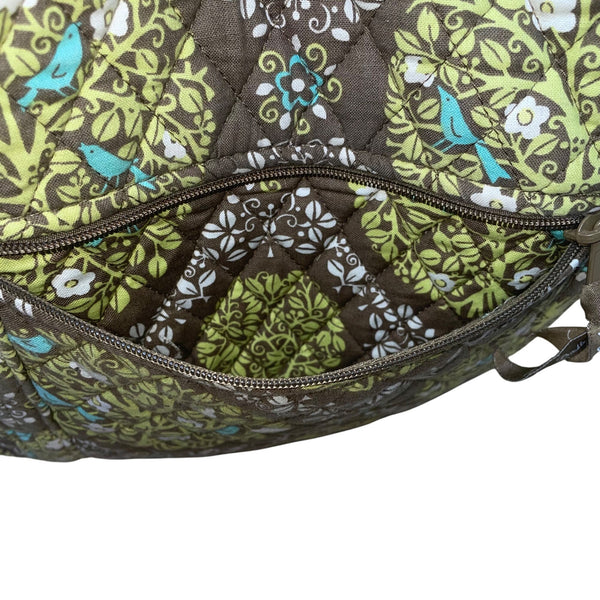 Vera Bradley Women’s Green Brown Quilted Floral Pattern Zipper Pocket Tote Bag