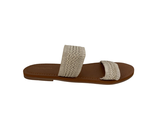 American Eagle Womens Tan & Cream Woven Slide Sandals Size 10 Summer Casual Footwear