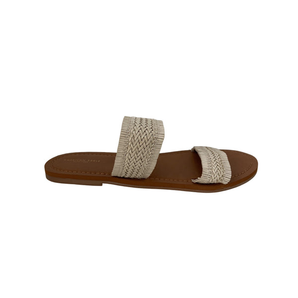 American Eagle Womens Tan & Cream Woven Slide Sandals Size 10 Summer Casual Footwear