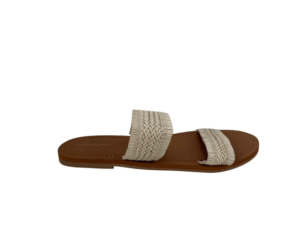 American Eagle Womens Tan & Cream Woven Slide Sandals Size 10 Summer Casual Footwear