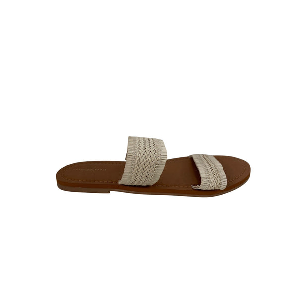 American Eagle Womens Tan & Cream Woven Slide Sandals Size 10 Summer Casual Footwear