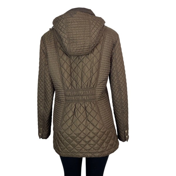 Calvin Klein Womens Brown Hooded Quilted and Hooded Jacket Sz L