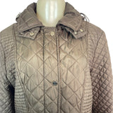 Calvin Klein Womens Brown Hooded Quilted and Hooded Jacket Sz L