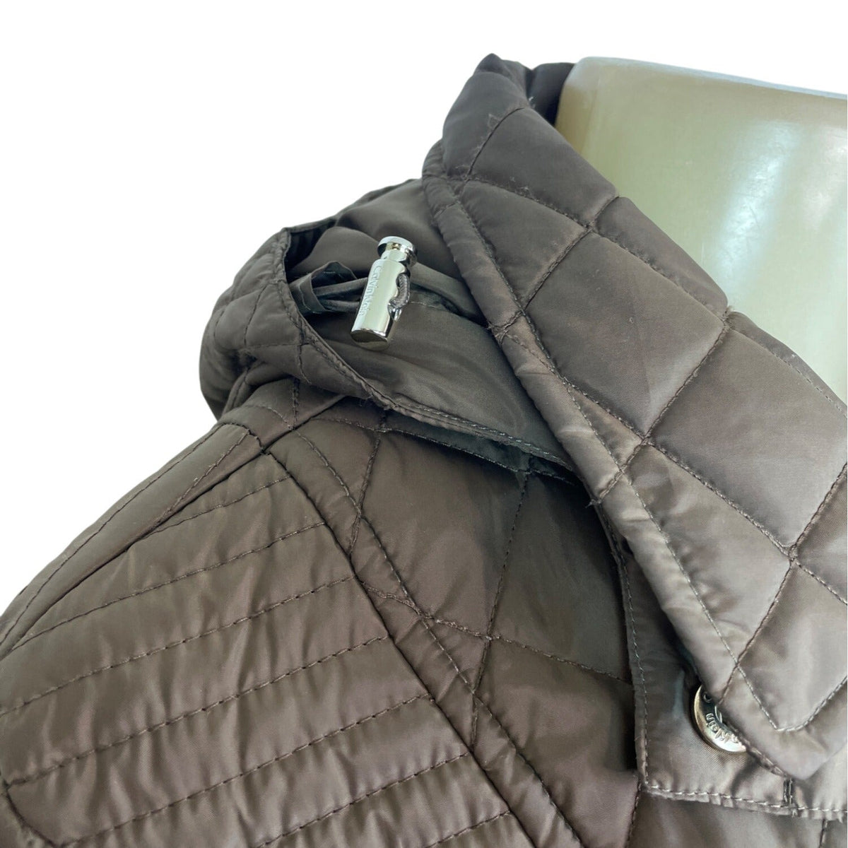Calvin Klein Womens Brown Hooded Quilted and Hooded Jacket Sz L