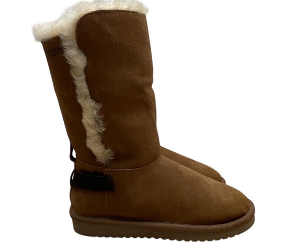 Koolaburra By UGG Women’s Brown Suede & Fur Blend Trim Tall Winter Boots Size 6