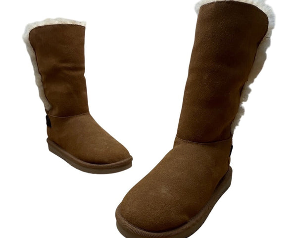 Koolaburra By UGG Women’s Brown Suede & Fur Blend Trim Tall Winter Boots Size 6