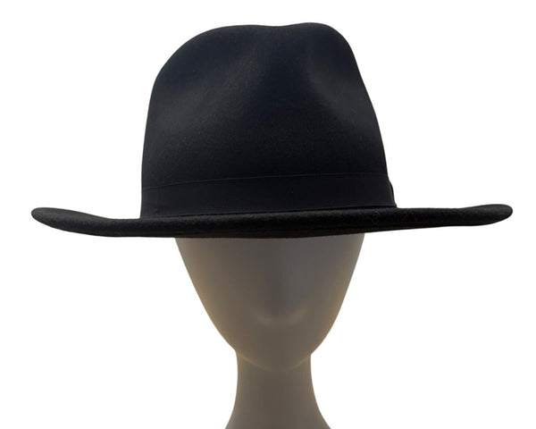 Banana Republic Unisex Black Wool Wide-Brim Fedora Hat Size Large