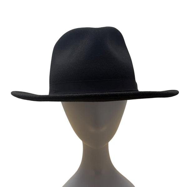 Banana Republic Unisex Black Wool Wide-Brim Fedora Hat Size Large