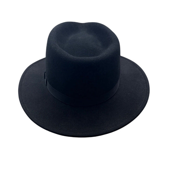 Banana Republic Unisex Black Wool Wide-Brim Fedora Hat Size Large
