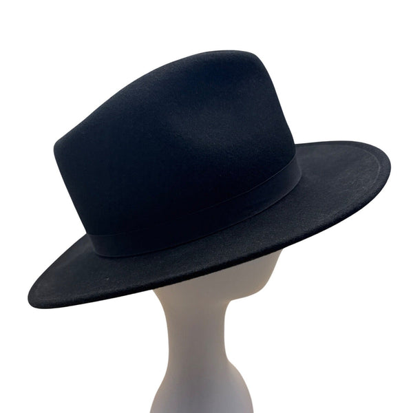 Banana Republic Unisex Black Wool Wide-Brim Fedora Hat Size Large