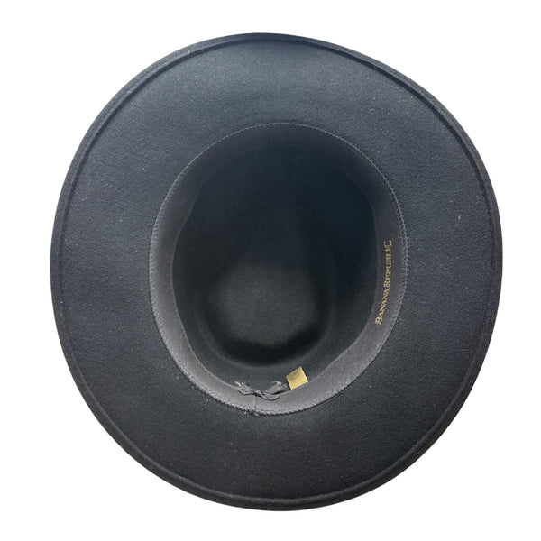Banana Republic Unisex Black Wool Wide-Brim Fedora Hat Size Large