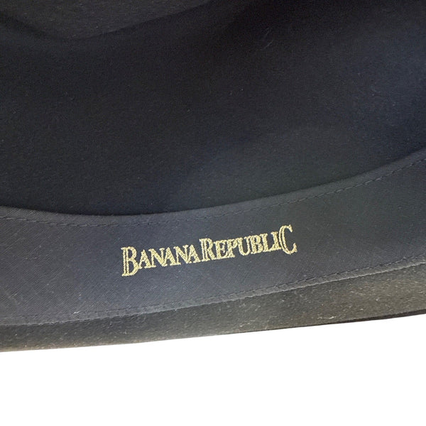 Banana Republic Unisex Black Wool Wide-Brim Fedora Hat Size Large